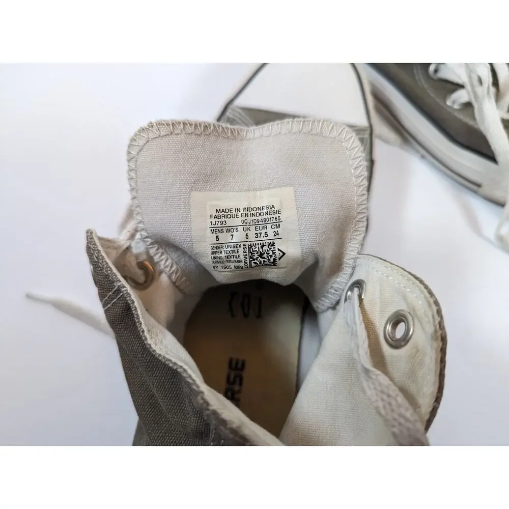 Converse Chuck Taylor All Star Hi Top Gray With Stitch Issue on Back Size 5